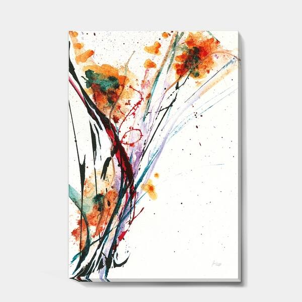 Shop Designart Abstract Orange Flowers Traditional Canvas Art
