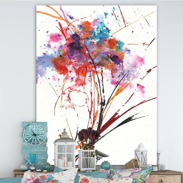 Shop Designart Abstract Red Flowers Traditional Premium Canvas