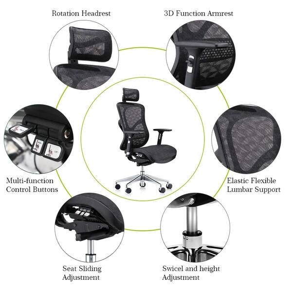 Deluxe Executive Ergonomic Multi Function Office Chair Black Bed
