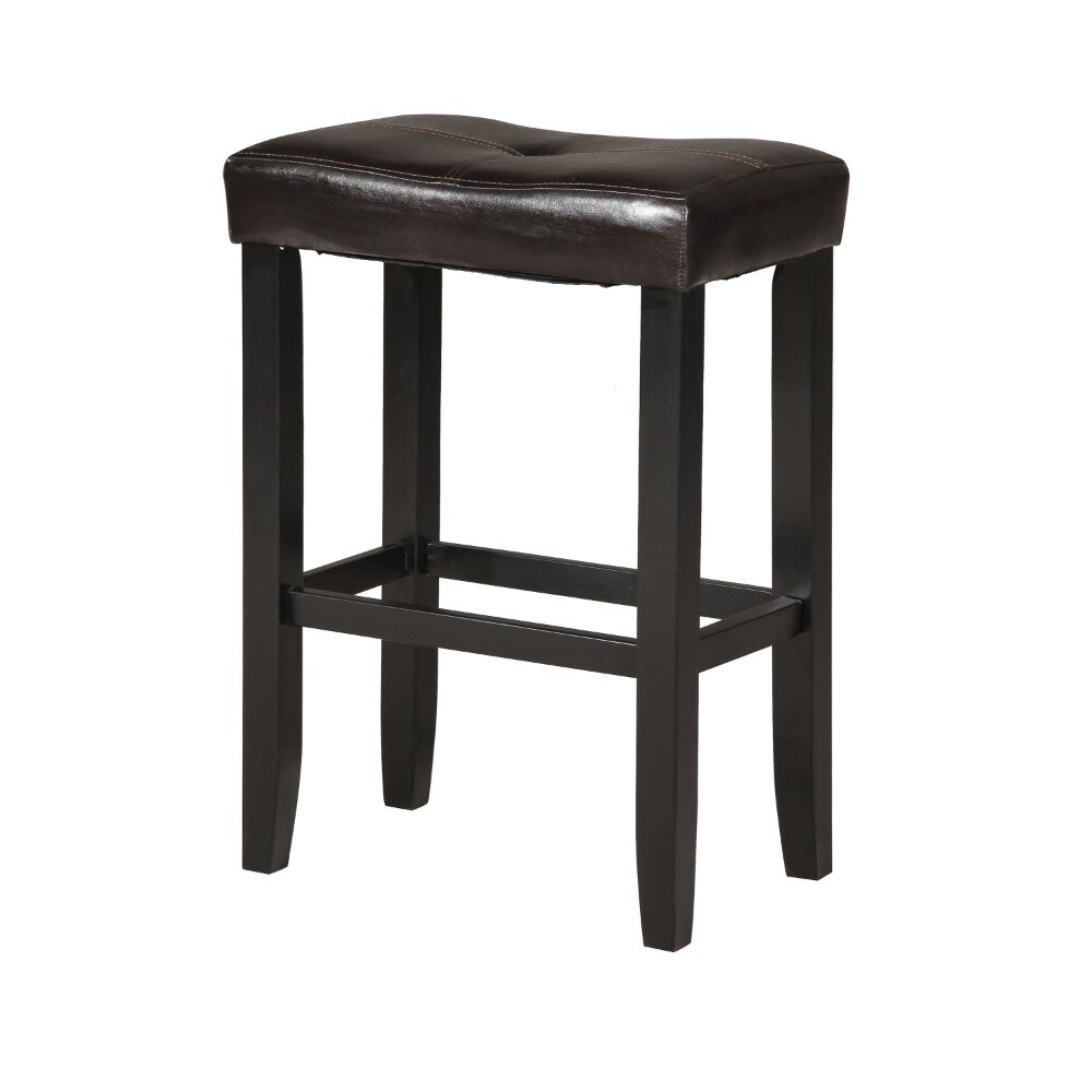Set of Two Benzara BM185360 Wooden Backless Bar Stool Brown