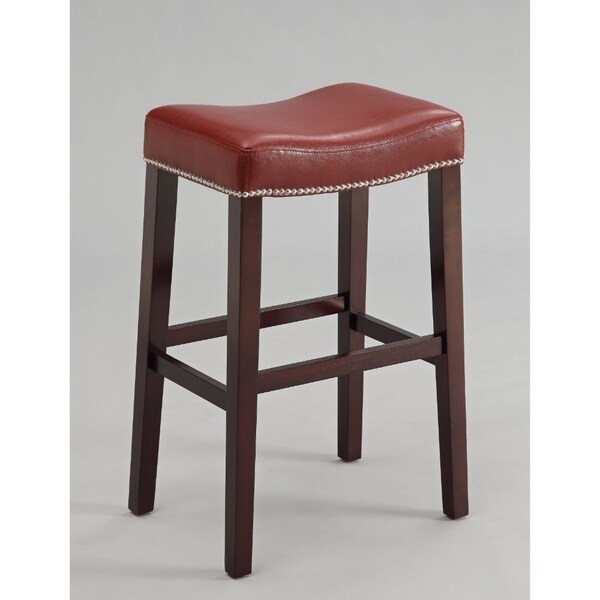 Polyurethane Upholstered Wooden Bar Stool Set Of Two Red And Polyurethane Upholstered Wooden Bar Stool Set Of Two Red And Brown