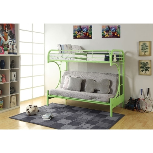 Metal Twin over Full Size Futon Bunk Bed, Green