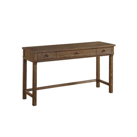 Wooden Three Drawer Desk In Reclaimed Oak Finish - Overstock - 25710181