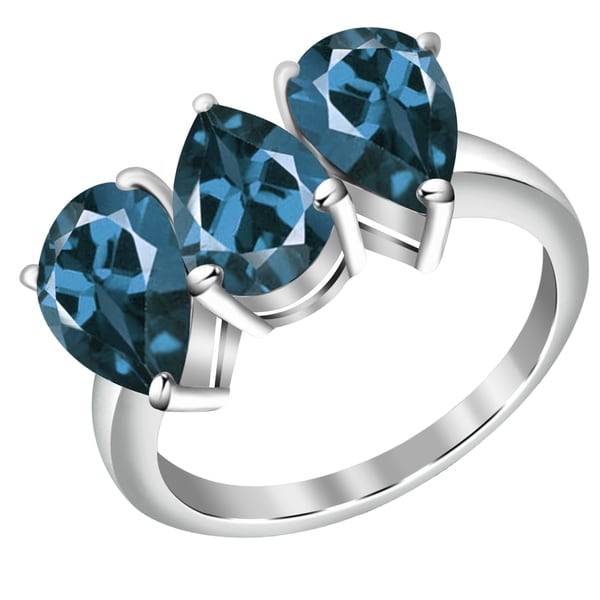 925 Sterling Silver Ring created Topaz London Blue 0,5 ct Jewelry