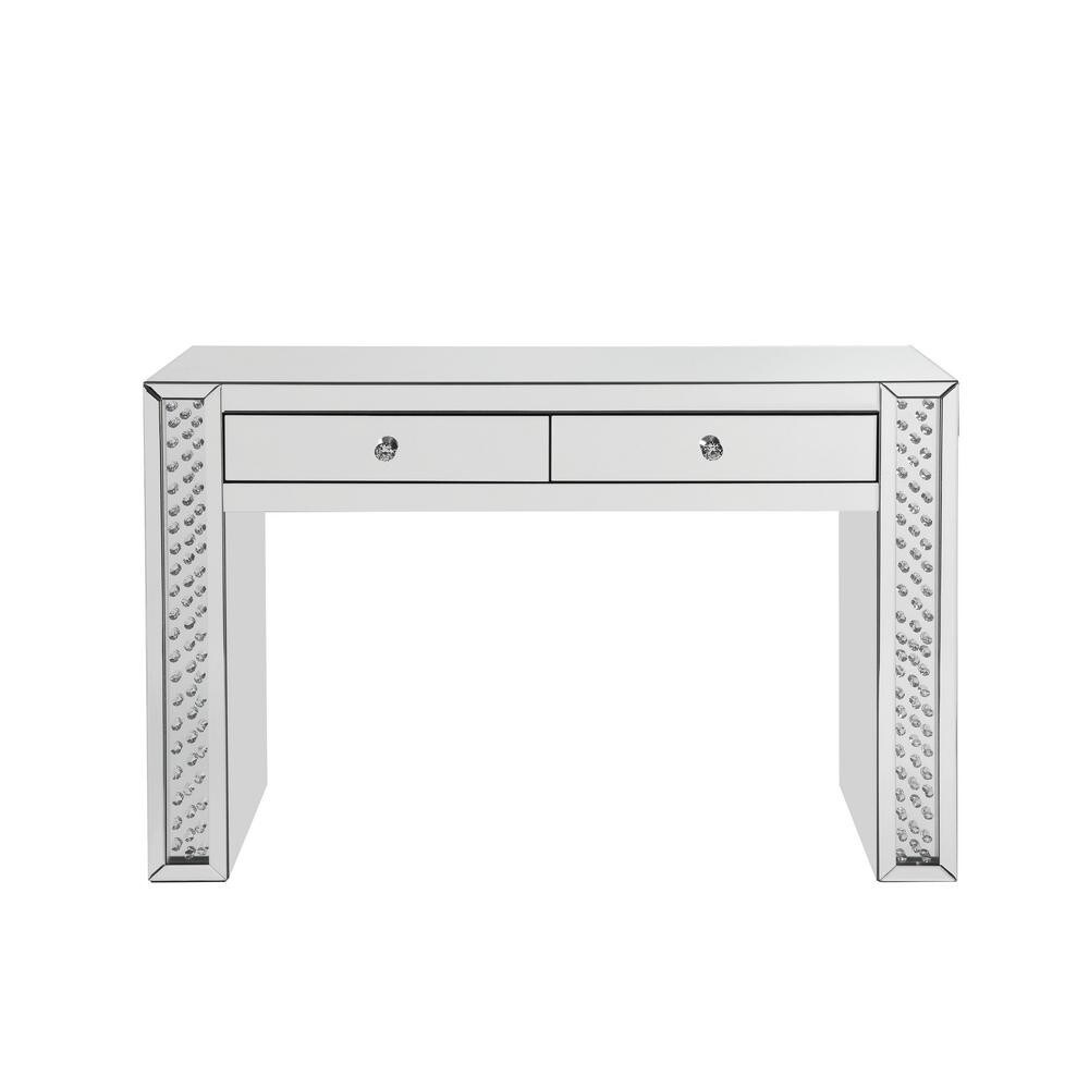 Shop Mirror Accented Two Drawers Wooden Vanity Desk With Faux