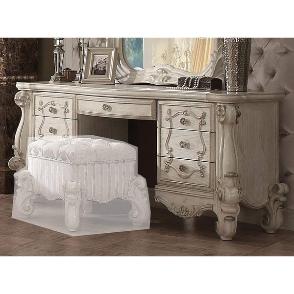 Traditional Style Wooden Vanity Desk With Seven Drawers Bone White On Sale Overstock 25711858