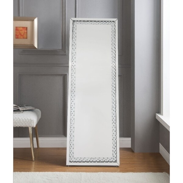 Accent Standing Mirror with Round Crystal Inserts - Clear