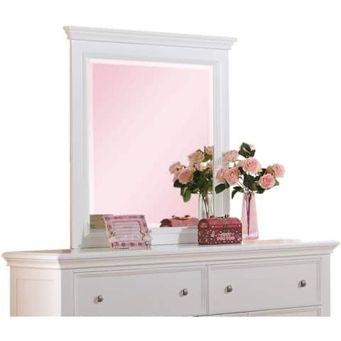 Contemporary Style Wood Rectangular Mirror, White - clear