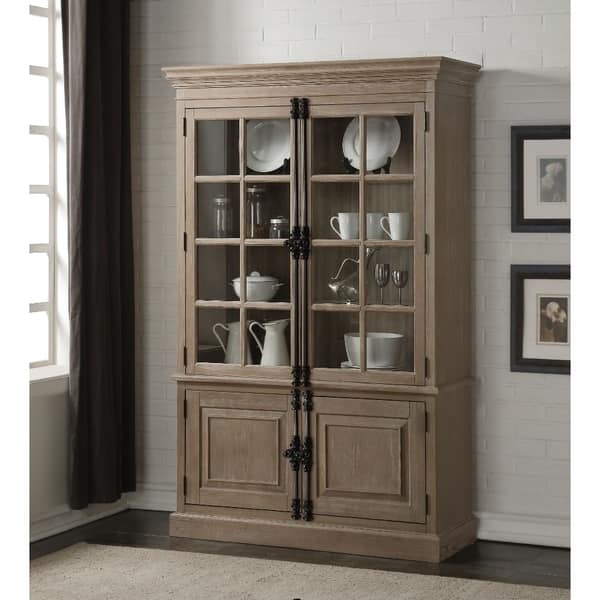 Shop Transitional Wooden Curio Cabinet With Double Glass Front