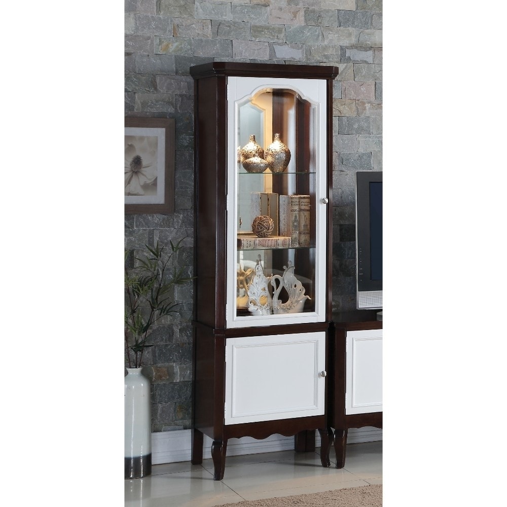 Shop Single Glass Door Wooden Curio Cabinet With Mirrored Back