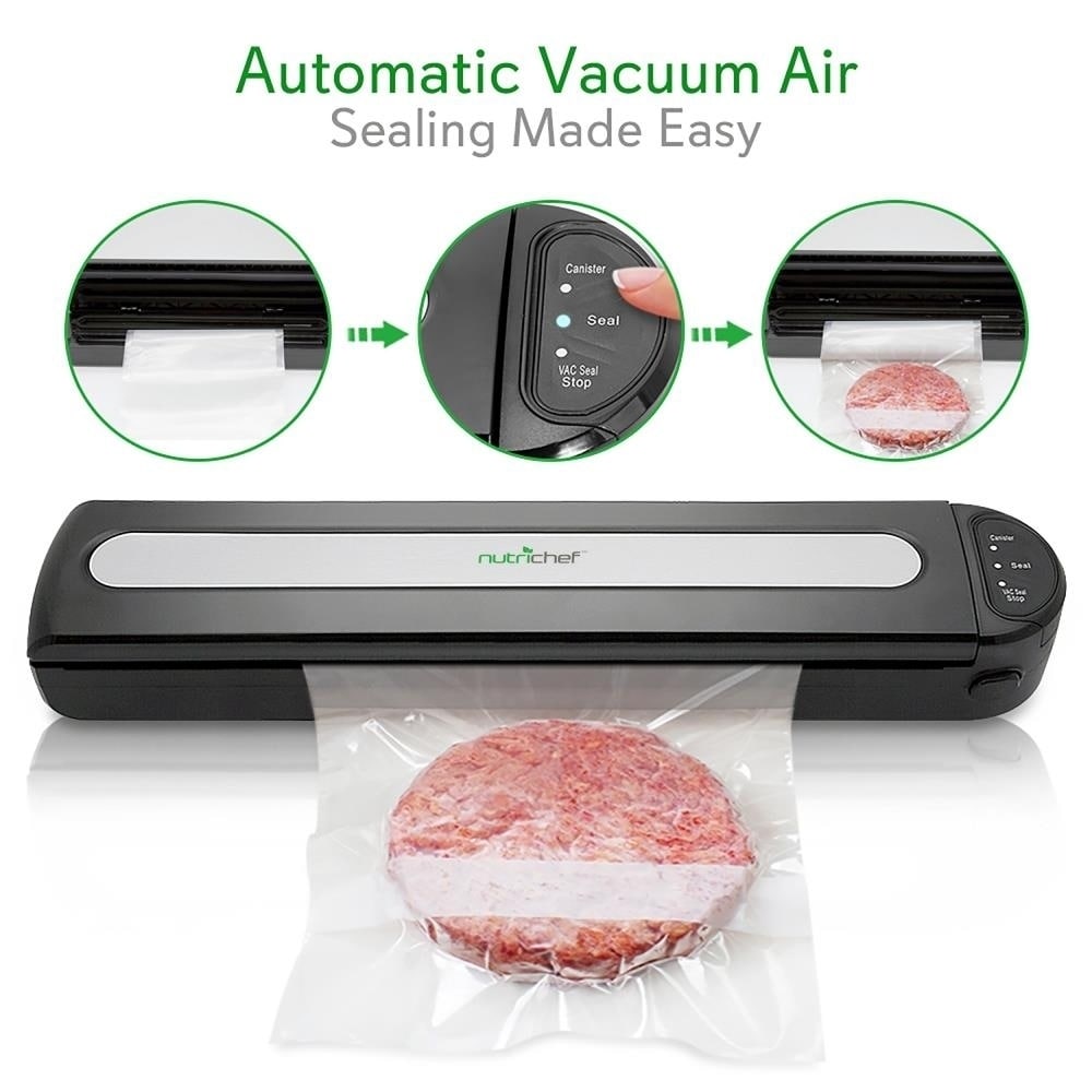 NutriChef PKVS15BK - Compact Food Vacuum Sealer - Electric Air