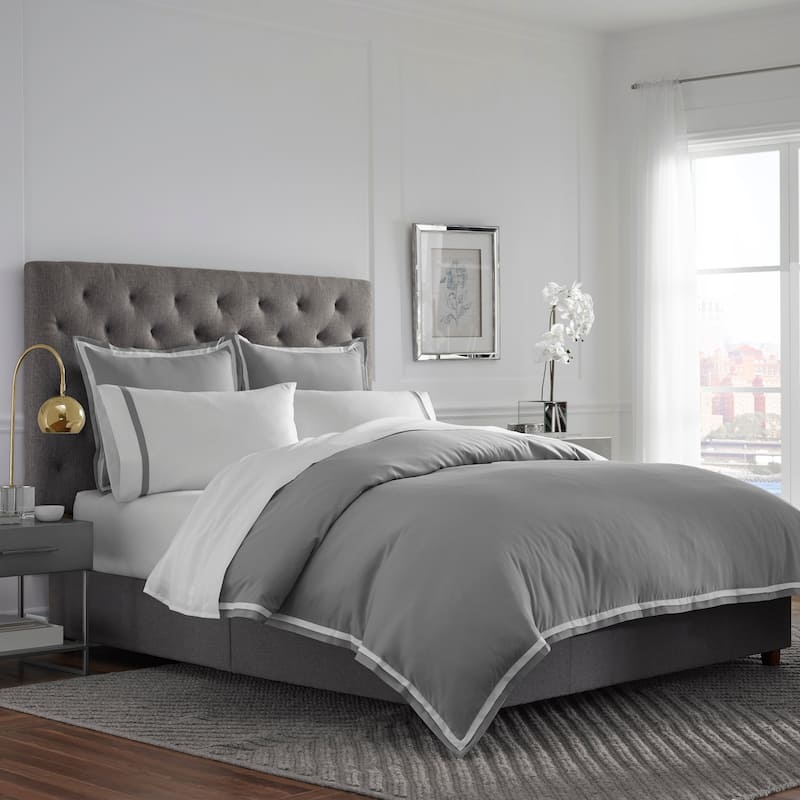 Porch & Den Eldora Ultra-Soft Microbrushed Duvet Cover Set - full/queen - Gray/White