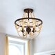 preview thumbnail 1 of 4, Jasper 3 Light Metal and Wood Bead Semi Flush Mount