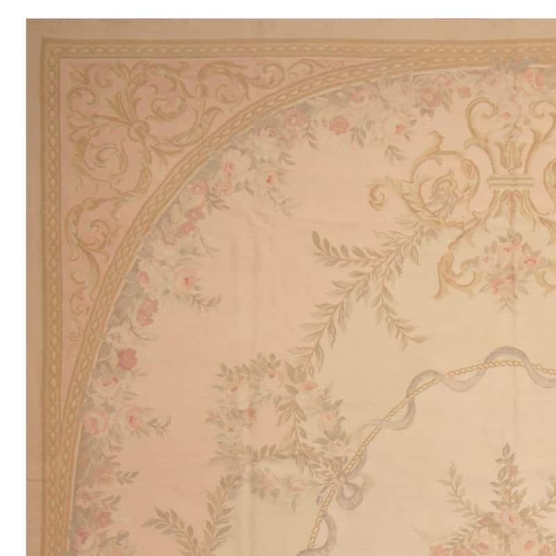 Handmade One-of-a-Kind Sino Aubusson Flatweave Wool Rug - 9'7 x 13'6