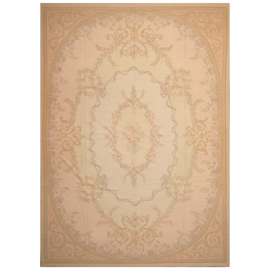 Handmade One-of-a-Kind Sino Aubusson Flatweave Wool Rug - 9'7 x 13'6