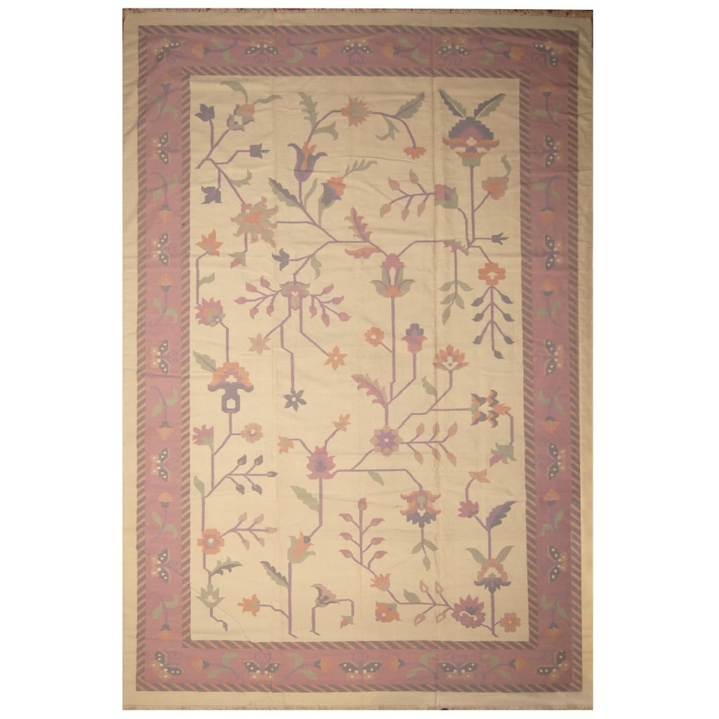 Handmade One-of-a-Kind Sino Aubusson Flatweave Wool Rug - 12' x 18'2