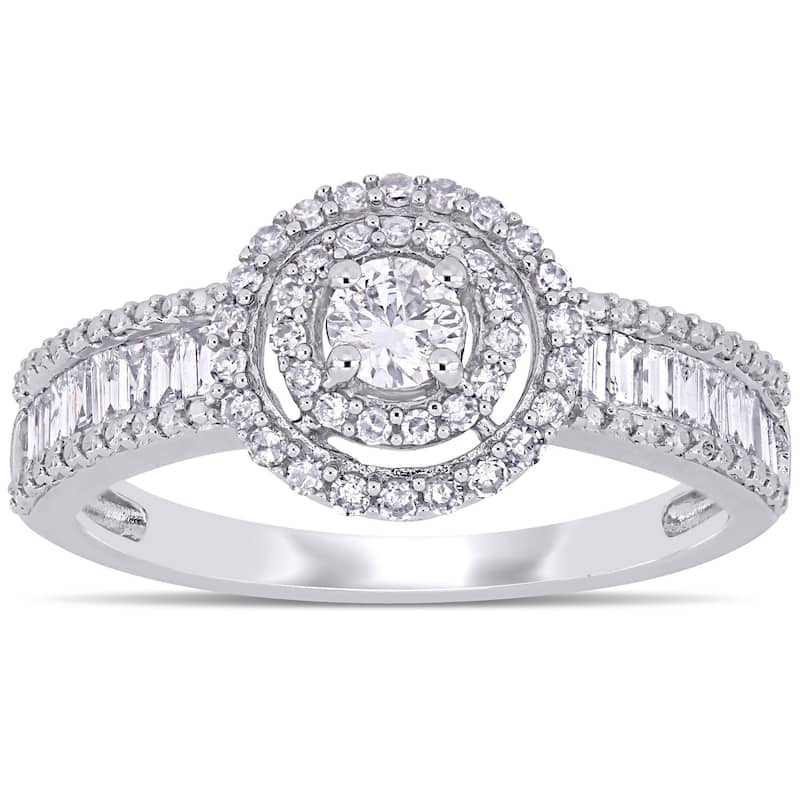 3/4ct TDW Multi-Cut Diamond Engagement Ring in 14k White Gold by Miadora