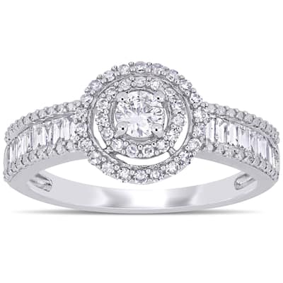 3/4ct TDW Multi-Cut Diamond Engagement Ring in 14k White Gold by Miadora