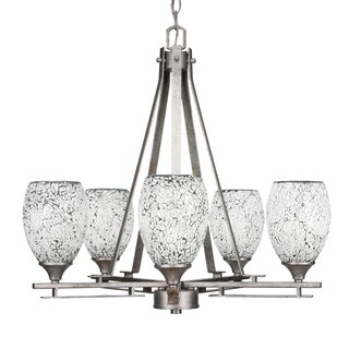 Uptowne 5 Light Chandelier Shown In Aged Silver Finish Glass Shade (Multi-color - 4 to 6 - oval) - Chandeliers For Bedrooms by Overstock.com