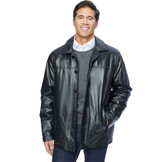 Excelled Men's Lamb Leather Car Coat M Size in Black (As Is Item