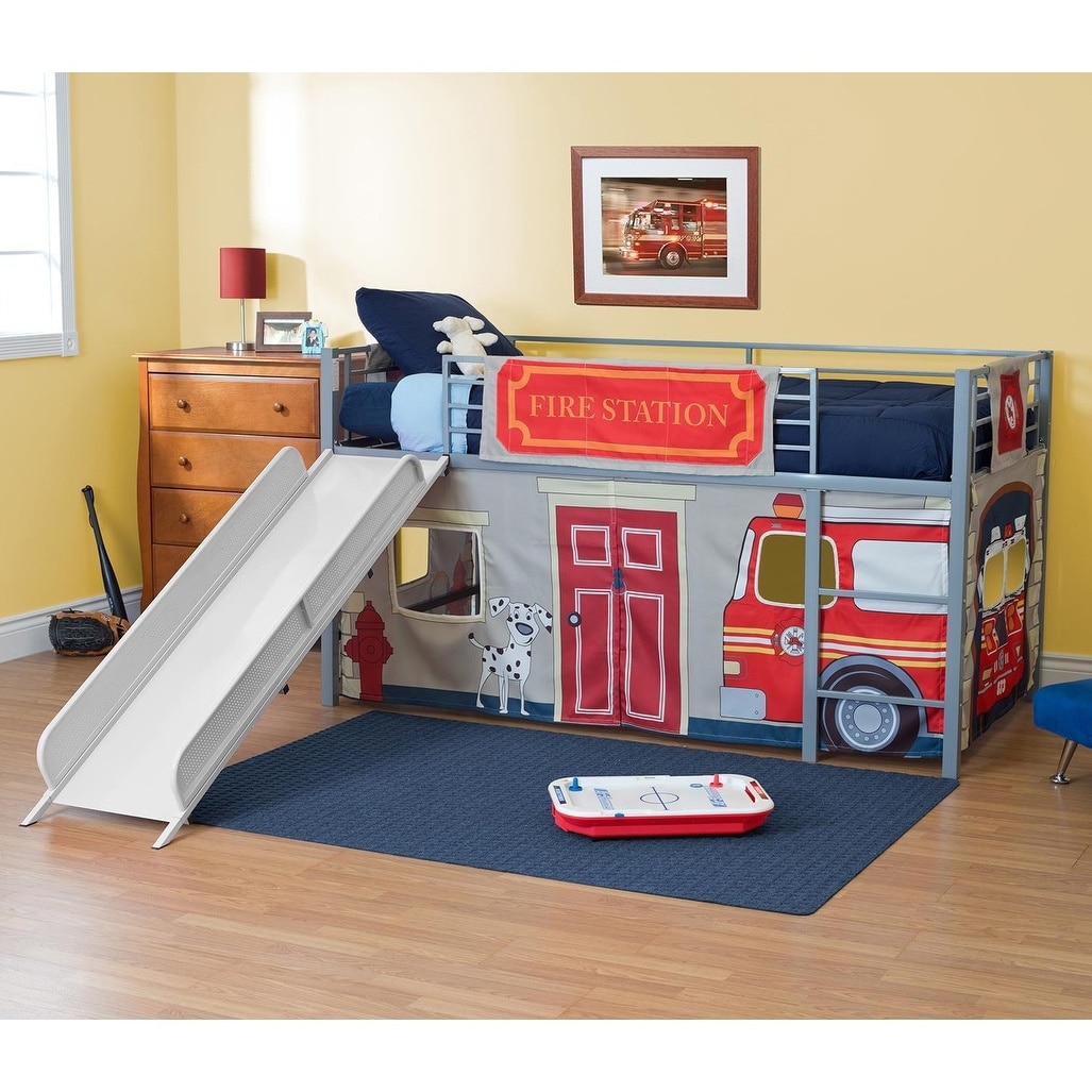 Dhp Junior Themed Twin Loft Bed With Slide And Curtain Set On Sale Overstock 25716143