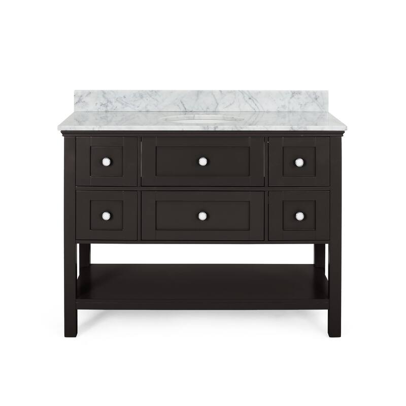 Douvier Contemporary 48" Wood Single Sink Bathroom Vanity with Carrera Marble Top by Christopher Knight Home