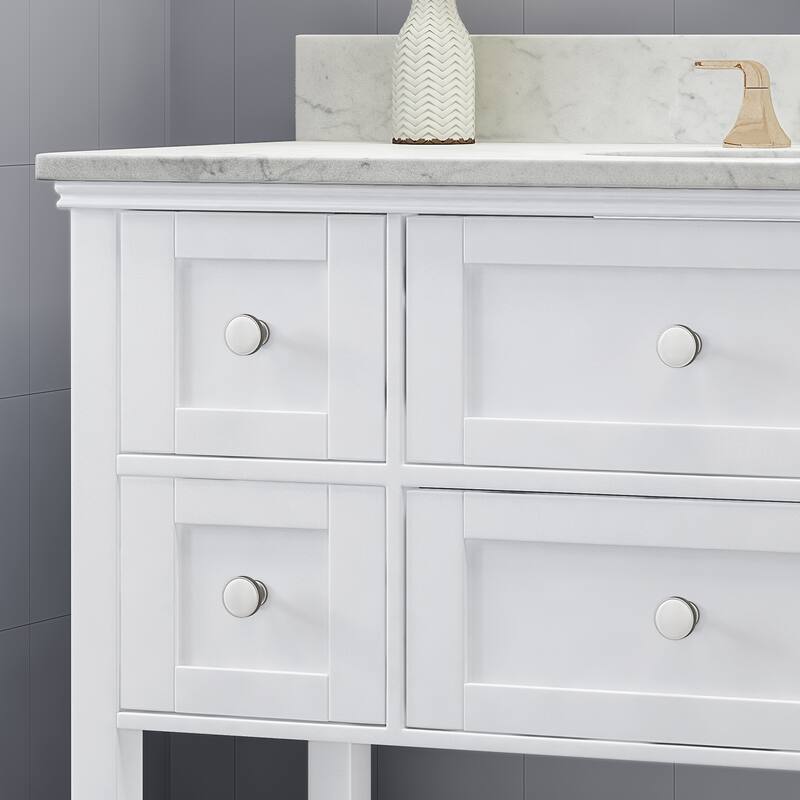 Douvier Contemporary 48" Wood Single Sink Bathroom Vanity with Carrera Marble Top by Christopher Knight Home