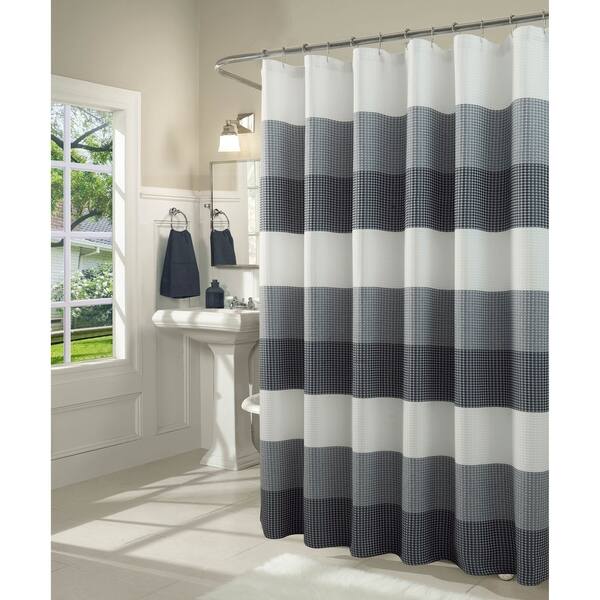 Shop Dainty Home Ombre Waffle Weave Fabric Shower Curtain Free