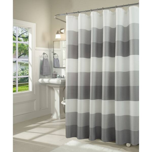 Shop Dainty Home Ombre Waffle Weave Fabric Shower Curtain Overstock 25716165