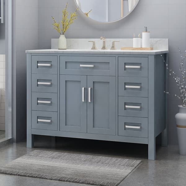 Greeley Contemporary 48 Wood Single Sink Bathroom Vanity With Carrera Marble Top By Christopher Knight Home On Sale Overstock 25716175