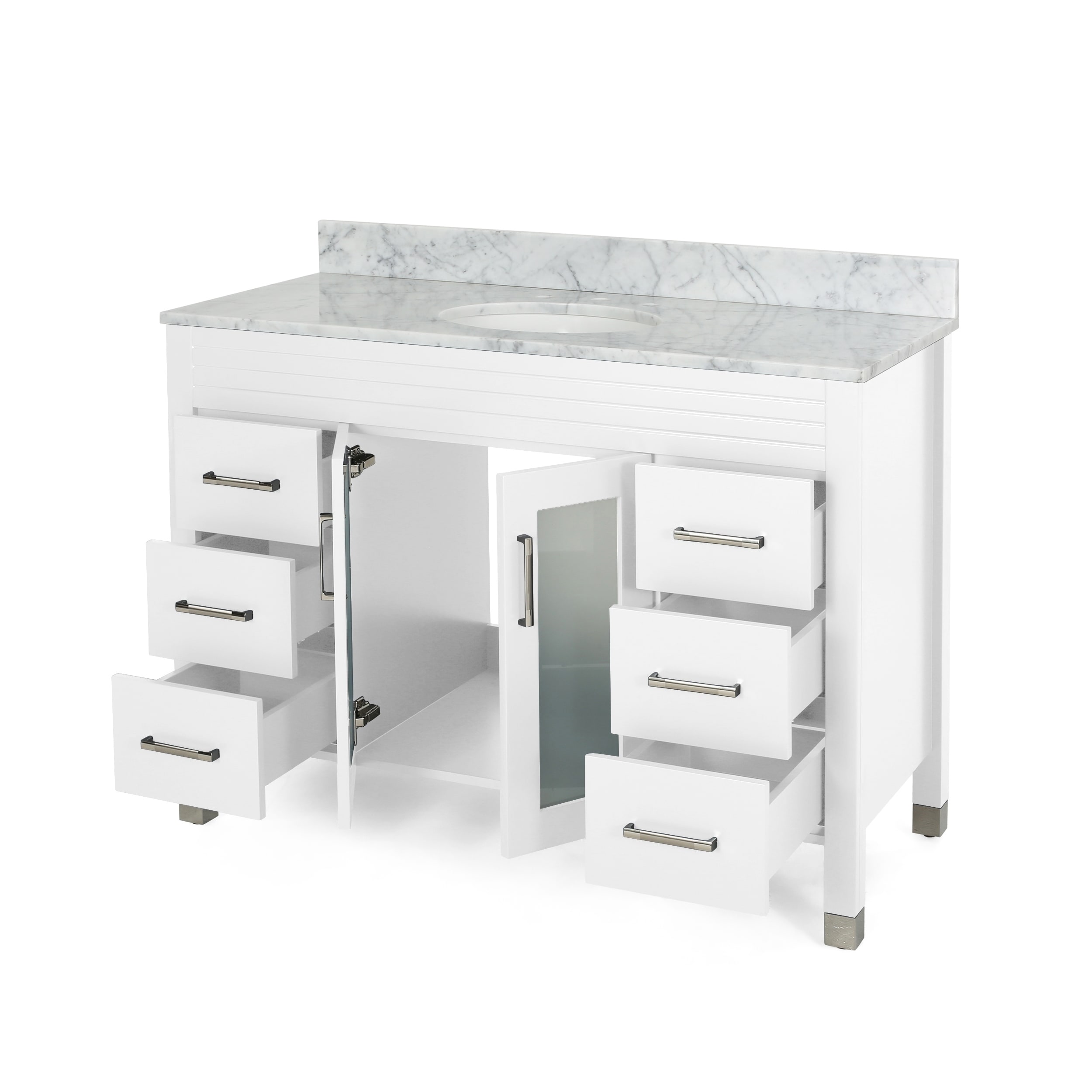 Greeley Contemporary 48 Wood Single Sink Bathroom Vanity with Carrera  Marble Top by Christopher Knight Home - On Sale - Bed Bath & Beyond -  25716175