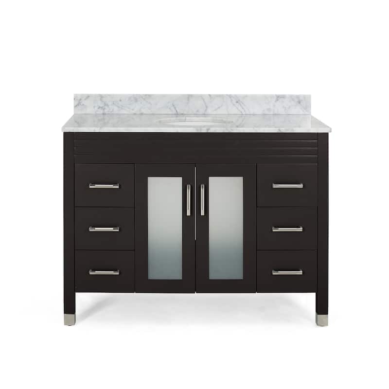 Holdame Contemporary 48" Wood Single Sink Bathroom Vanity with Carrera Marble Top by Christopher Knight Home