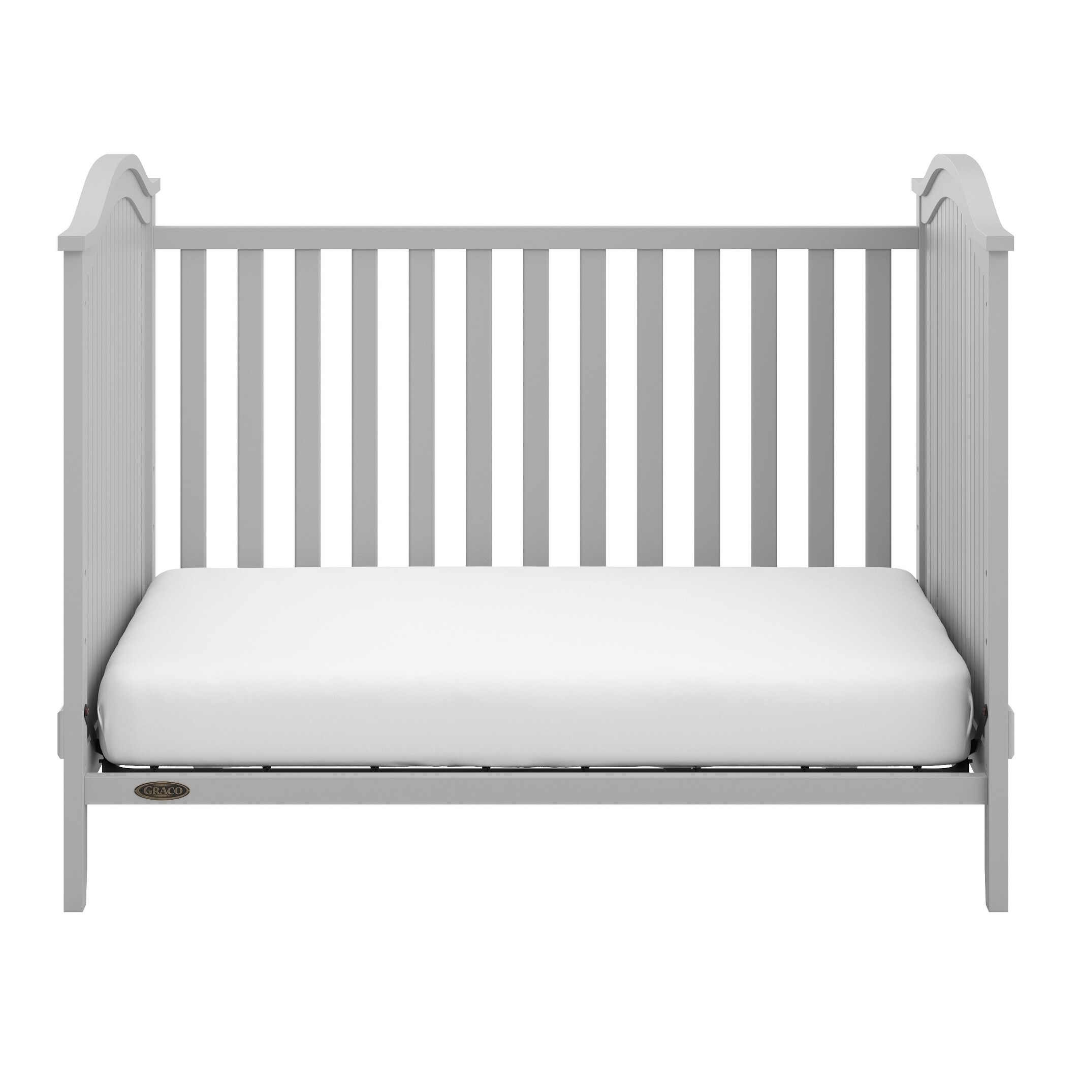 Graco Linden Tufted Upholstered 3 in 1 Convertible Crib with Adjustable Height Mattress and Converts to Toddler Bed Day Bed