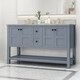 preview thumbnail 1 of 19, Jamison Contemporary 60" Wood Double Sink Bathroom Vanity with Carrera Marble Top by Christopher Knight Home