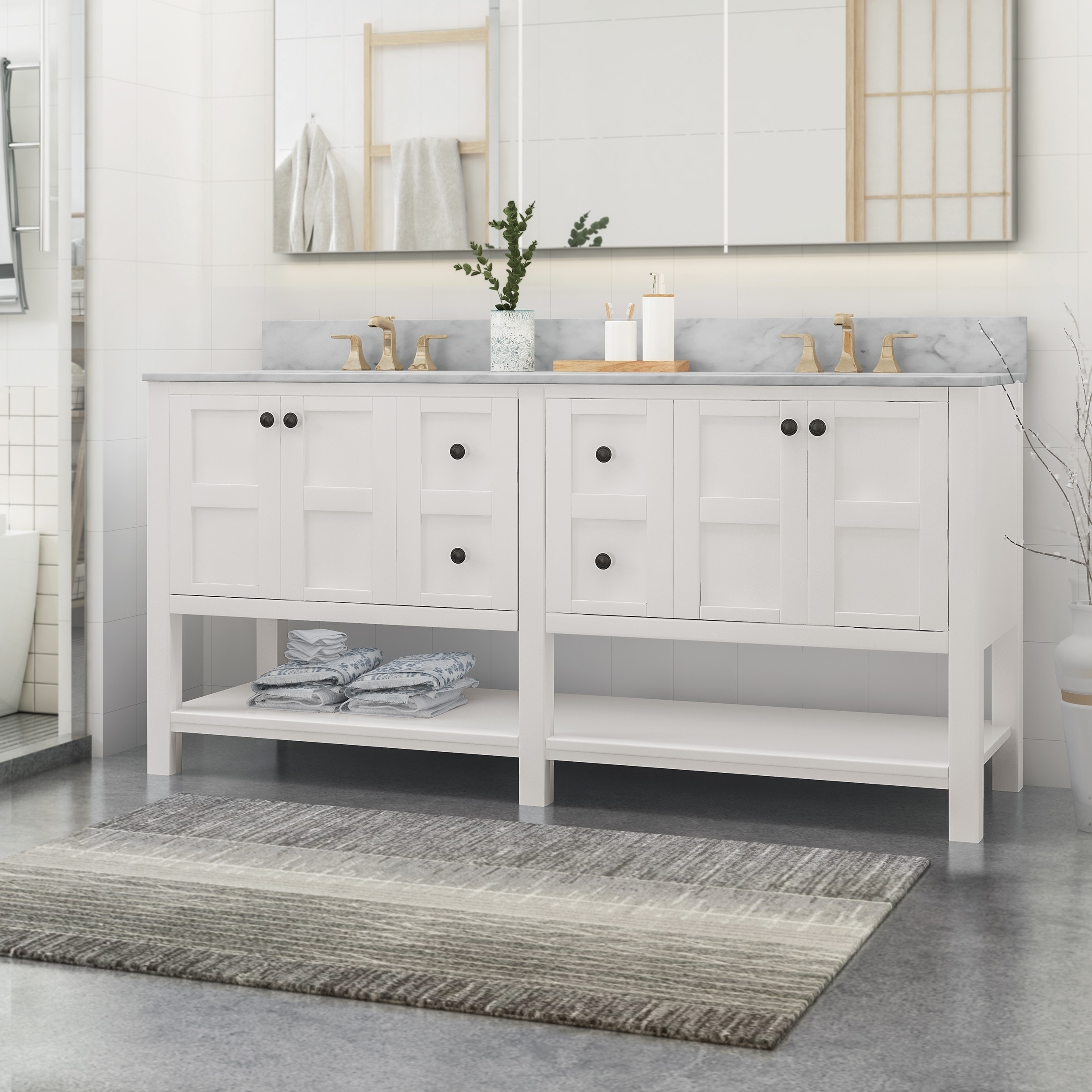 Greeley Contemporary 48 Wood Single Sink Bathroom Vanity with Carrera  Marble Top by Christopher Knight Home - On Sale - Bed Bath & Beyond -  25716175