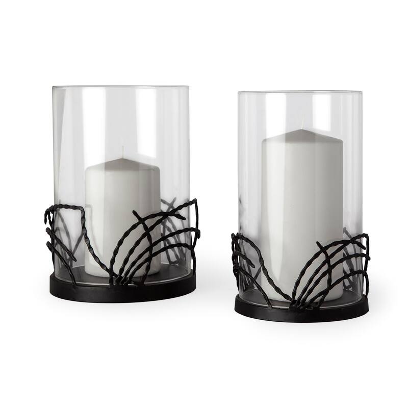Cutlass I Set of Two Black Metal Base Table Candle Holders