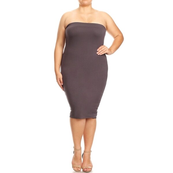 plus size strapless tube dress