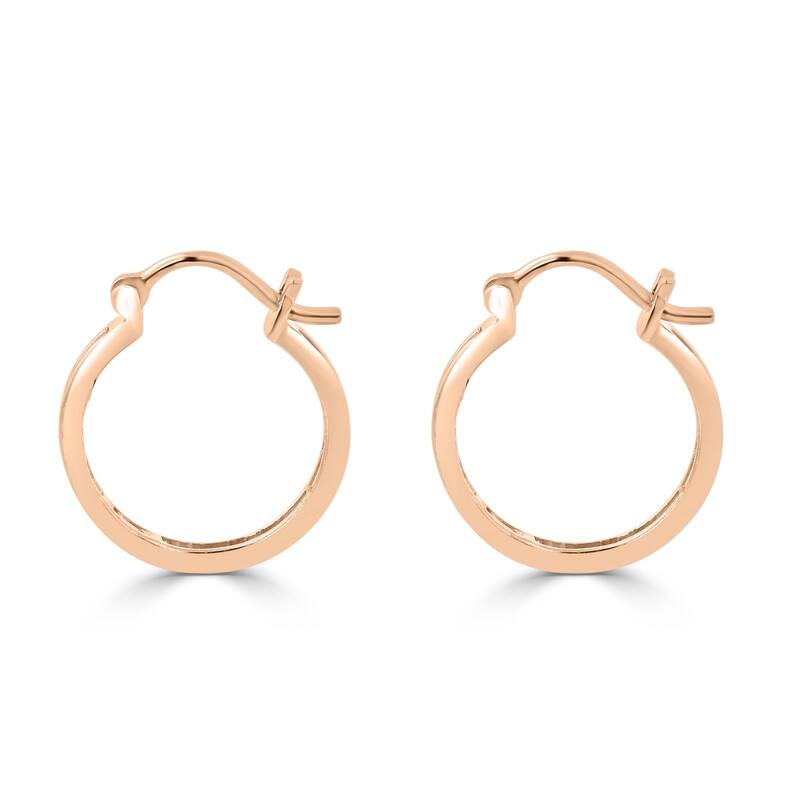 Auriya 1/6ctw Ultra-Petite Baguette Diamond Hoop Earrings 10K Gold - 0.68-inch (H-I, I1-I2)