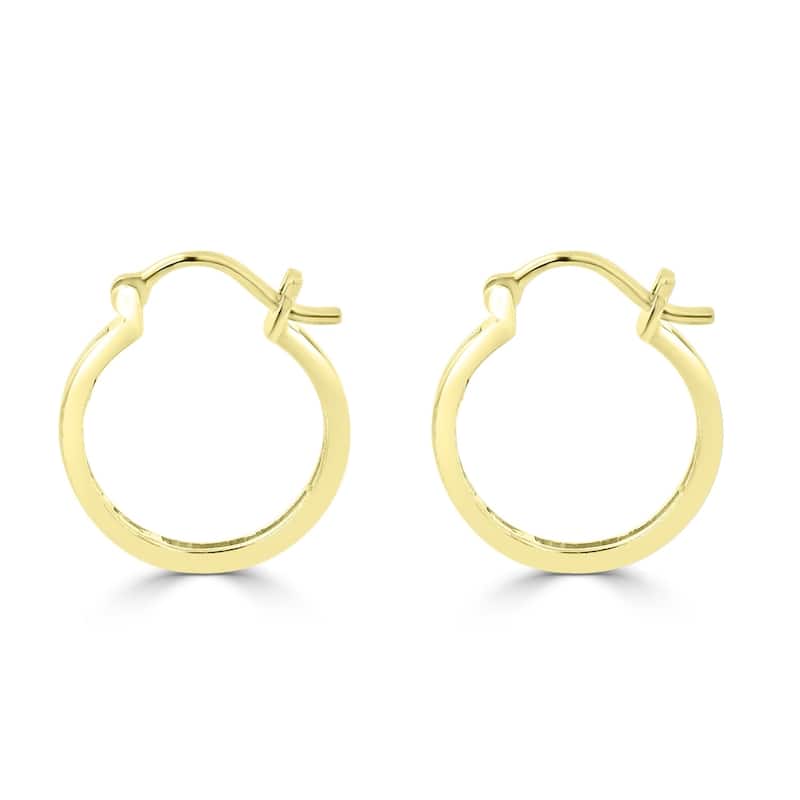 Auriya 1/6ctw Ultra-Petite Baguette Diamond Hoop Earrings 10K Gold - 0.68-inch (H-I, I1-I2)