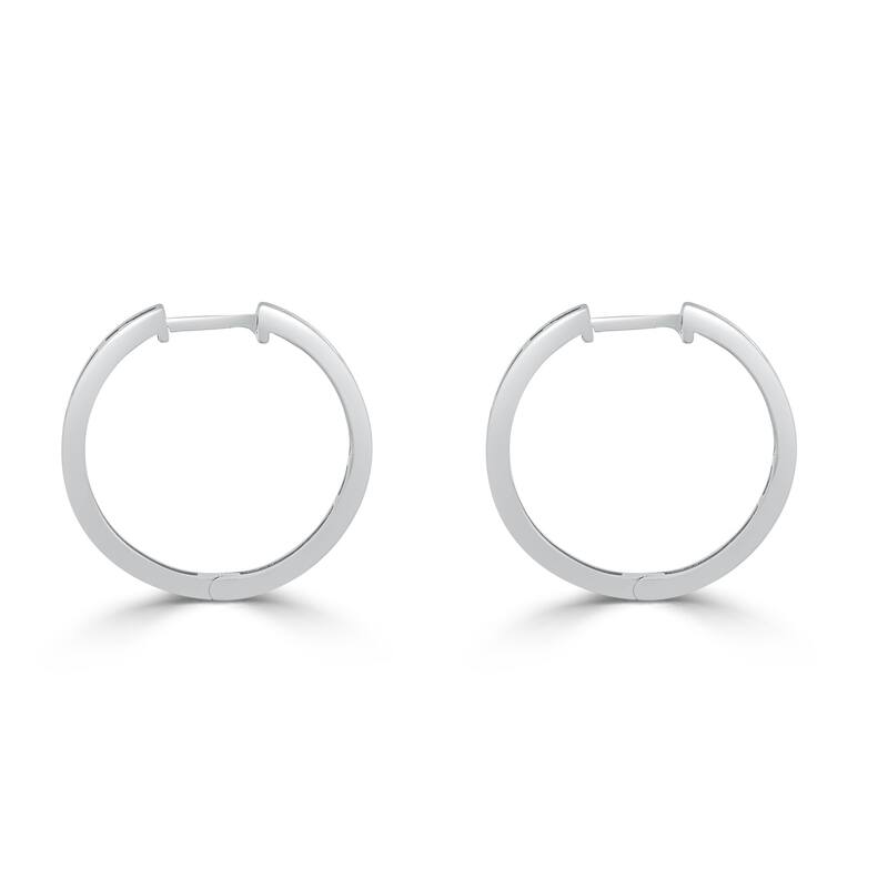 Auriya 1/5ctw Ultra-Petite Baguette Diamond Hoop Earrings 10K Gold - 0.85-inch (H-I, I1-I2)