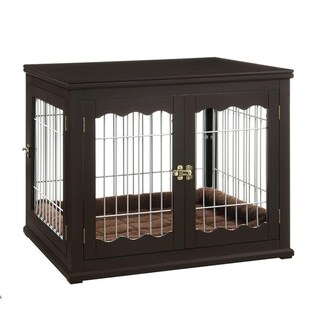 espresso dog crate end table