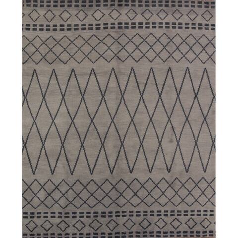 Modern Oriental Moroccan Area Rug Handmade Wool - 9'10" x 8'3"