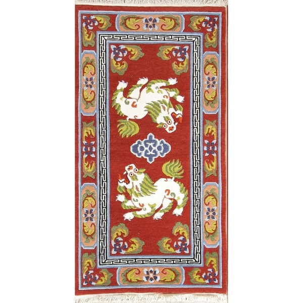 Art Deco Hand Made Classical Chinese Oriental Wool Area Rug Red - 5'10" x 3'