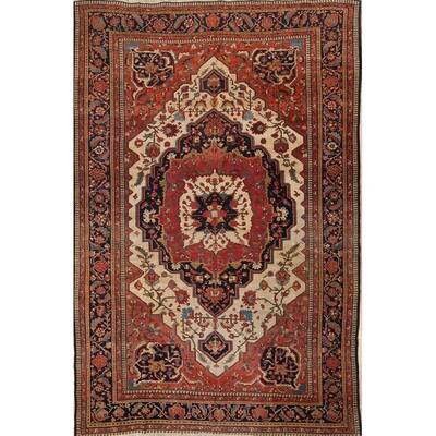 Antique Floral Hand Made Traditional Farahan Sarouk Persian Rug - 12'4" x 8'3"