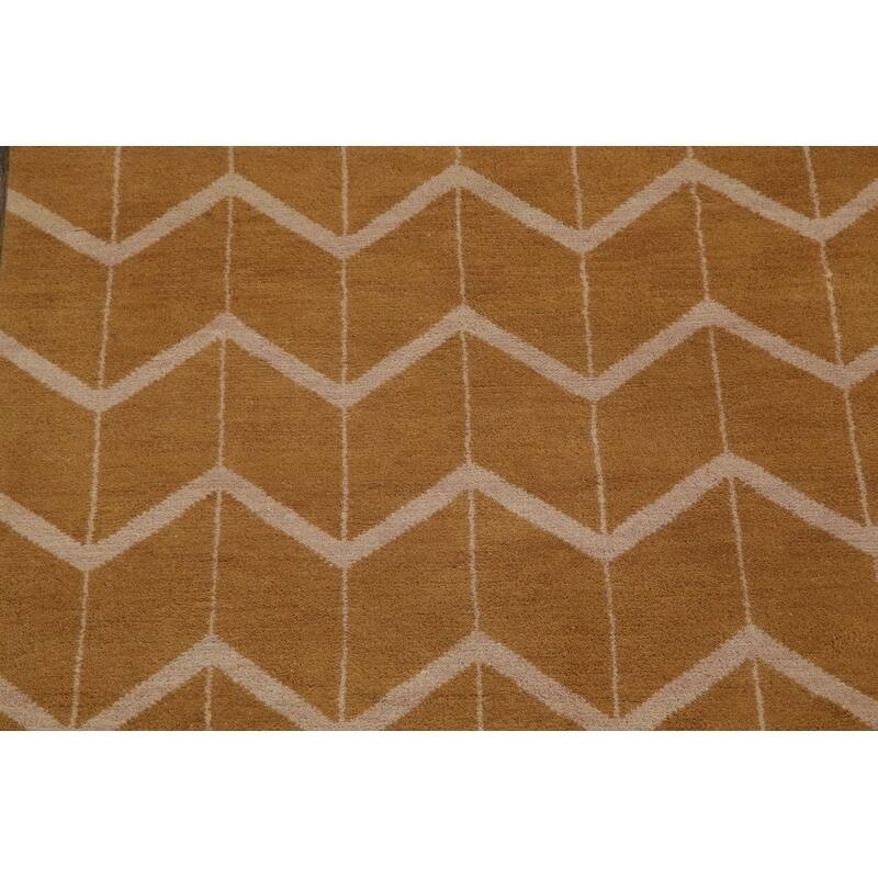 Traditional Hand Made Moroccan Oushak Oriental Geometric Area Rug - 7'10" x 4'11"