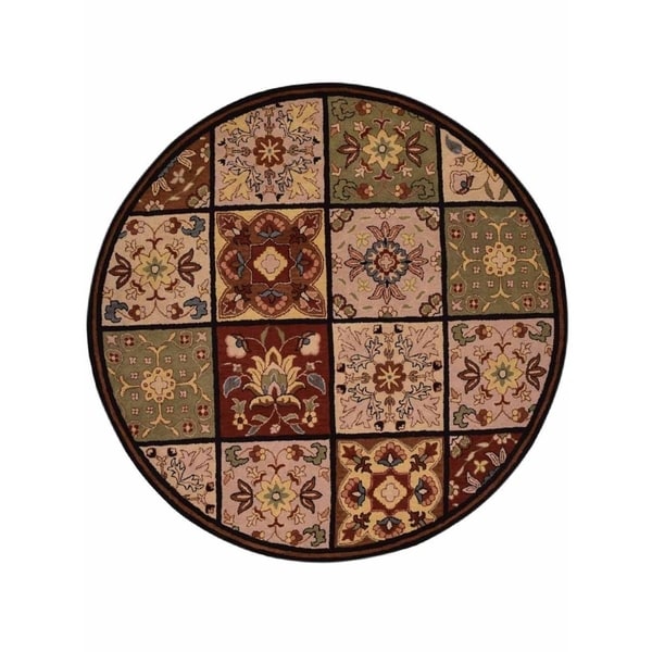 Porch & Den Wake Hand-made Foral Wool Oushak Oriental Area Rug - 10'0" round