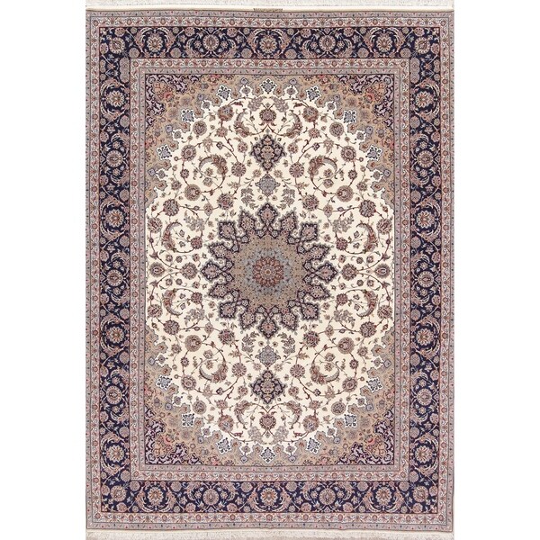 Vintage Isfahan Hand Knotted Vintage Persian Floral Area Rug - 13'10" x 10'0"