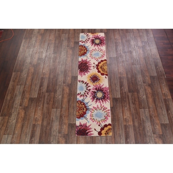 The Curated Nomad Egilsstadir Floral Hand-knotted Runner Rug - 9'10" x 2'6" runner