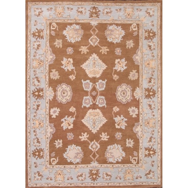 Oushak Agra Oriental Hand Tufted Floral Area Rug - 11'1" x 8'1"