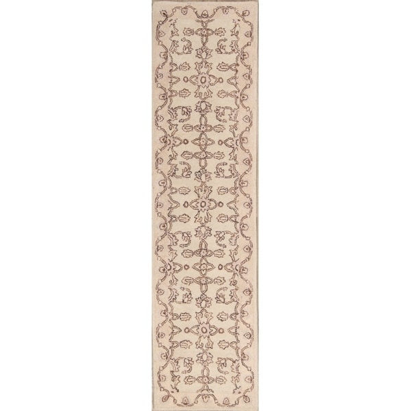 Floral Oushak Agra Indian Oriental Hand Tufted Wool Rug - 10'0" x 2'8" runner